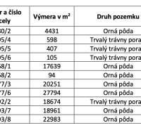 Ladomirová – 13.193 m2 POZEMKY v pozemkových úpravách - Tabuľka zobrazuje výmeru a typ Poľnohospodárske a lesné pozemky s údajmi o vlastníctve.