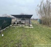 Zrekonštruovaný rodinný dom v tichej lokalite v obci Palárikovo - Záhrada so záhradným domčekom, trávnikom a kamenným chodníkom.