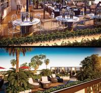 THE RIVIERA BEVERLY HILLS RESIDENCES PATTAYA - Dizajnová terasa s jedálenskou zónou vo výstavbe bytov v Pattayi.