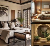 THE RIVIERA BEVERLY HILLS RESIDENCES PATTAYA - Luxusné spálne vo výstavbe bytov, s prírodným dekorom a moderným designom.