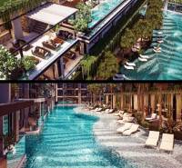THE RIVIERA BEVERLY HILLS RESIDENCES PATTAYA - Luxusné bazény a terasa v projekte Výstavba bytov v Pattayi.