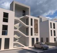 CHORVÁTSKO - Nové apartmány 3 m od mora (5i) - ostrov VIR, Zadar - Moderná budova s parkoviskom a palmami v meste Vir, zahŕňajúca 2-izbový byt.
