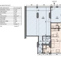 Predaj obchodného priestoru so služobným bytom pri Račianskom Mýte - Pôdorys kancelárie a bytu na ulici Jozefa Cígera Hronského s rozlohou 95 m².