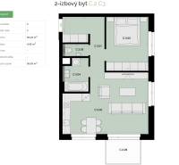 Na predaj 2-izbový byt s balkónom - C3 - Pôdorys 2-izbového bytu s rozlohou 59,93 m² a balkónom 4,68 m².