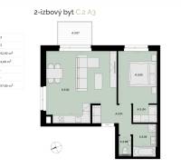 Na predaj 2-izbový byt s balkónom - A3 - Poschodový 2-izbový byt s balkónom a celkovou plochou 57,60 m².