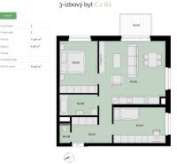 Na predaj 3-izbový byt s balkónom - B2 - Podlažie plánu ukazuje premyslený 3-izbový byt s balkónom o výmere 4,68 m².