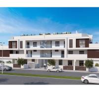 TORRE DE LA HORADADA -  nový rezidenčný komplex len 200 m od pláže - Biely trojposchodový rekreačný apartmán v meste Torre de la Horadada s autami.