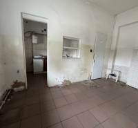 Administratívna budova,pozemky a prísl.v priemyselnej časti Nové Zámky - Interiér budovy s poškodenými stenami a dlaždicami, vhodný na rekonštrukciu.