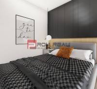 Predaj 2-izbový byt od 189 999 € v projekte Rezidencia Potôčik - Spálňa v 2-izbovom byte s pohodlnou posteľou a dekoratívnou stenou.