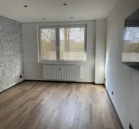 Na predaj krásny komplet prerobený, moderne zariadený 3-izb. byt v BnB - Obývacia izba v 3-izbovom byte so sivými stenami a svetlými podlahami.