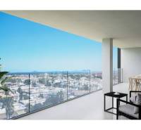 LOS ALCÁZARES -rekreačné apartmány s turistickou licenciou na prenájom - Balkón rekreačného apartmánu v Los Alcázares s výhľadom na mesto a pohorie.