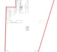 Obchodné priestory  v Starom Meste - Pôdorys obchodných priestorov s toaletou, plochou 71,80 m², v Bratislave - Staré Mesto.