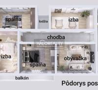 Predaj, rodinný dom Banská Štiavnica - EXKLUZÍVNE HA... - Pôdorys poschodia rodinného domu s balkónom a lodžiou, zobrazujúci izby a chodbu.