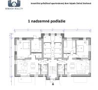  Objavte investičný potenciál bytového domu  v Dolnej Strehovej  - Pôdorys prvého nadzemného podlažia apartmánového domu pre Hotely a penzióny.