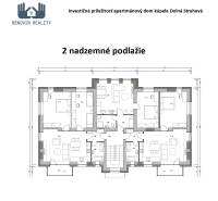  Objavte investičný potenciál bytového domu  v Dolnej Strehovej  - Pôdorys druhého nadzemného podlažia apartmánového domu v Hoteloch a penziónoch.
