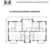  Objavte investičný potenciál bytového domu  v Dolnej Strehovej  - Pôdorys tretieho poschodia apartmánového domu s miestnosťami v Hoteloch a penziónoch.