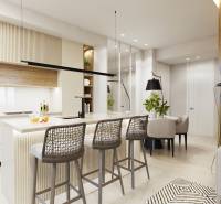 SANTA ROSALIA - Luxusné apartmány s 2 -3 spálňami s výhľadom na jazero - Kuchyňa s jedálenským stolom a barovým pultom v 3-izbovom byte.