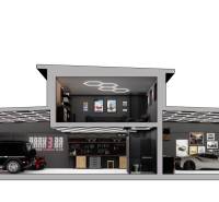 Exkluzívna garáž ( typu B) v projekte PARK3BA, Triblavina, Bratislava - Štýlová garáž s luxusnými autami a galériou, súčasť obchodných priestorov.