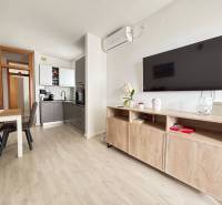 ☀NOVALJA (HR) - 3-izbový moderne zariadený apartmán, blízko pláže  - Obývacia izba v 3-izbovom byte s kuchyňou a jedálenským stolom.