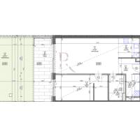 2 i  apartmán s predzáhradkou, šatníkmi, kobkou, Banka - Piešťany - Pôdorys rekreačného apartmánu s terasou a obývaciou miestnosťou.