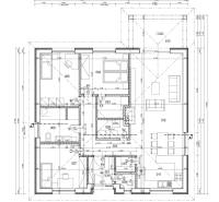 BÝVAJTE SKORO BEZ NÁKLADOV V DOME SNOV: 4-IZB. BUNGALOV 124 m2 - Pôdorys rodinného domu so špecifikáciou miestností a rozmermi.