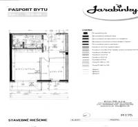 Nový moderný byt s balkónom a parkovaním v širšom centre. Jarabinková - Pôdorys 2-izbového bytu s obývačkou a kuchyňou zobrazuje stavebné riešenie.