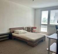 2 - izbový byt - Nitra - Dlhá ul. - na prenájom - Spálňa v 2-izbovom byte s posteľou, stolom a policou.