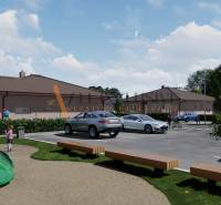 POSLEDNÉ 2 NOVOSTAVBY | PRÁZNOVCE - Detské ihrisko pri rodinnom dome, v Práznovciach, v Topoľčanoch, s parkoviskom a autami.
