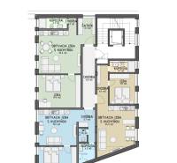Budova s 8 apartmánmi alebo medicínske centrum, 9 park. miest- Kolibe - Pôdorys prvého poschodia na ulici Na varte, obsahuje tri apartmány. Budova.