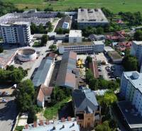 Budova vhodná na developérsky projekt | Vrbové - Pohľad na obytné a priemyselné budovy na ulici SNP vo Vrbovom.