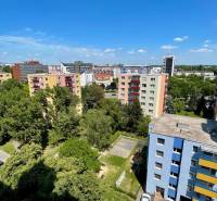 TOP LOKALITA: Zrekonštruovaný 1 izbový byt s loggiou, Ružinov - Výhľad na farebné bytovky a zeleň na Rezedovej ulici v Bratislave - Ružinove.