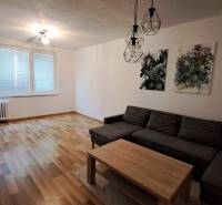 2 izbový byt 65 m2, kompletná rekonštrukcia, Tlmače-Lipník (SM-836) - Obývacia izba v 2-izbovom byte s pohovkou, stolíkom a umeleckými obrazmi.