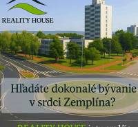 Rovný vidiecky rodinný dom v obci Tašuľa v okrese Sobrance - Budova s kruhovým objazdom a zeleňou v meste Michalovce.