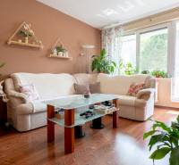 SVETLÝ – 3i s balkónom 69 m² – TOP lokalita Nová Dubnica - Svetlý obývací priestor v 3-izbovom byte s kvetinovou výzdobou a pohodlnou sedačkou.