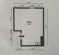 PPREDAJ 3 izbový, tehlový byt s garážou v centre - KOMÁRNO - Pôdorys pivnice s rozlohou 14,61 m² v 3-izbovom byte.