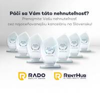 | Modedrný 1 izbový byt s parkovaním | Rovinka - Reklama na reality s oceneniami agentúry na ulici Jána Jonáša, prenájom garsónky.