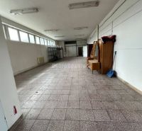 Dobré reality - Polyfunkčný objekt na predaj - Interiér budovy s dlažbou a svetlíkmi, priestranná hala so skladovacími regálmi.