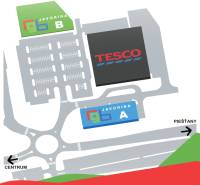 Obchodné priestory na prenájom v nákupnom centre RGB Javorina - Mapa obchodných priestorov Javorina na ulici Trenčianska pri obchode Tesco.