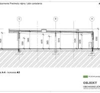 Obchodné priestory na prenájom v nákupnom centre RGB Javorina - Stavebný plán obchodných priestorov na ulici Trenčianska, výkres priečneho rezu.