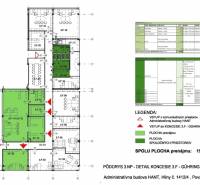 Prenájom kancelárskeho priestoru v komplexe AB Hliny - Pôdorys kancelárie na Hliny: priestranné pracoviská a spoločné priestory v administratívnej budove.
