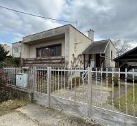 NA PREDAJ rodinný dom v Jelšovciach - EXKLUZÍVNE - Rodinný dom so záhradou, oplotením, dreveným prístreškom a bránou, v pochmúrnom počasí.