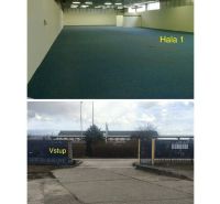 Skladové priestory 770 m2 a 792 m2 v Piešťanoch - Vrchný obrázok zobrazuje halu v skladoch a halách, spodný vstup zo skladov v Piešťanoch na Obchodnej.