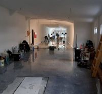 Priestor do prenájmu v centre Topoľčian - Obchodné priestory s vybavením, pred rekonštrukciou, s podlahou s dreveným dekorom.