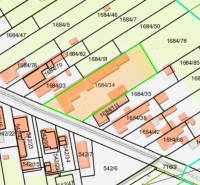 NOVÁ CENA - investičná príležitosť v obci Bíňovce - Katastrálna mapa v Bíňovciach zobrazuje rozmiestnenie pozemkov a rodinných domov na ulici.