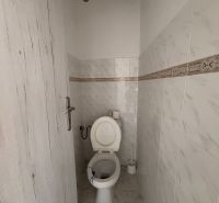 6-izbový rodinný dom s pozemkom 2218m2  | Horňany - Kúpeľňa v rodinnom dome s bielymi obkladačkami a toaletou.