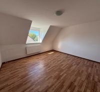 6-izbový rodinný dom s pozemkom 2218m2  | Horňany - Podkrovná izba v rodinnom dome s podlahou s dreveným dekorom a strešným oknom.