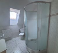 6-izbový rodinný dom s pozemkom 2218m2  | Horňany - Kúpeľňa v rodinnom dome s toaletou, sprchovým kútom a strešným oknom.