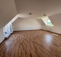 6-izbový rodinný dom s pozemkom 2218m2  | Horňany - Podkrovná izba v rodinnom dome s podlahou s dreveným dekorom a strešnými oknami.