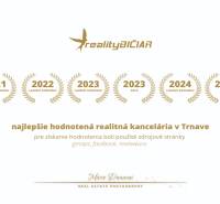3-izbový byt v Šali na Vajanského ulici - Ocenenia pre realitnú kanceláriu RealityBičiar za roky 2021 až 2024 v Trnave.