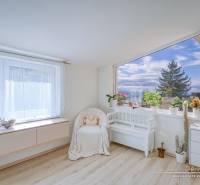 7-izbový rodinný dom s úžasným výhľadom v prestížnej lokalite Devín - Svetlá izba v chate s množstvom rastlín a podlahou s dreveným dekorom.